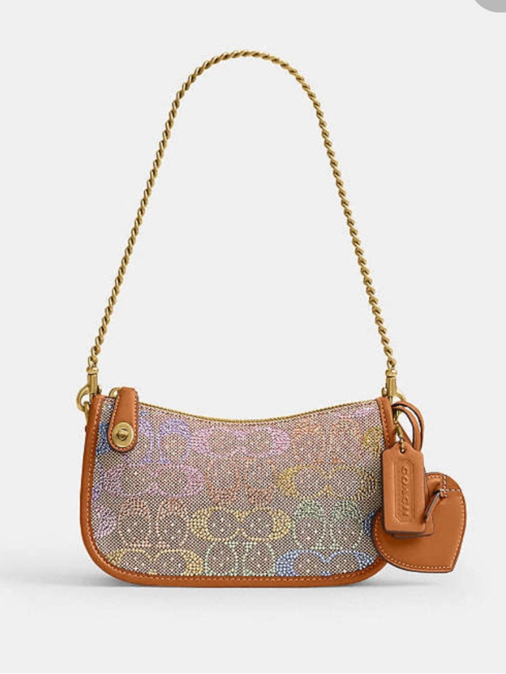 NWOT Coach Rainbow Crystal Swinger Bag 20 with Chain